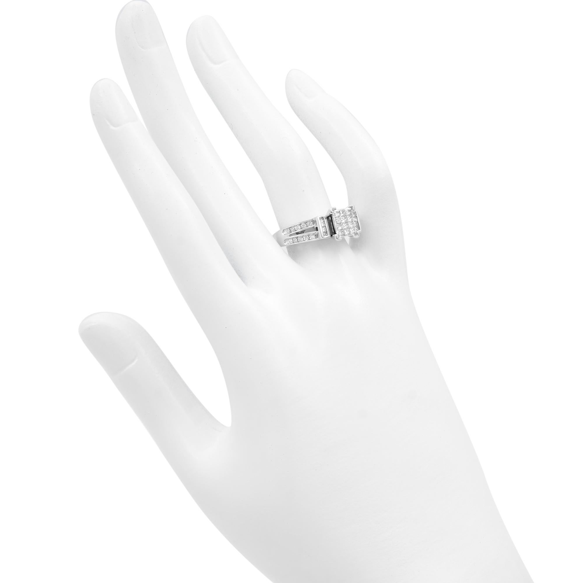 Rachel Koen 1.00ctw Princess Cut Diamond Engagement Ring 14K White Gold For Sale 2