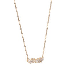 Rachel Koen 1.02cttw Baguette Cut Diamond Cluster Bar Necklace 18K Yellow Gold
