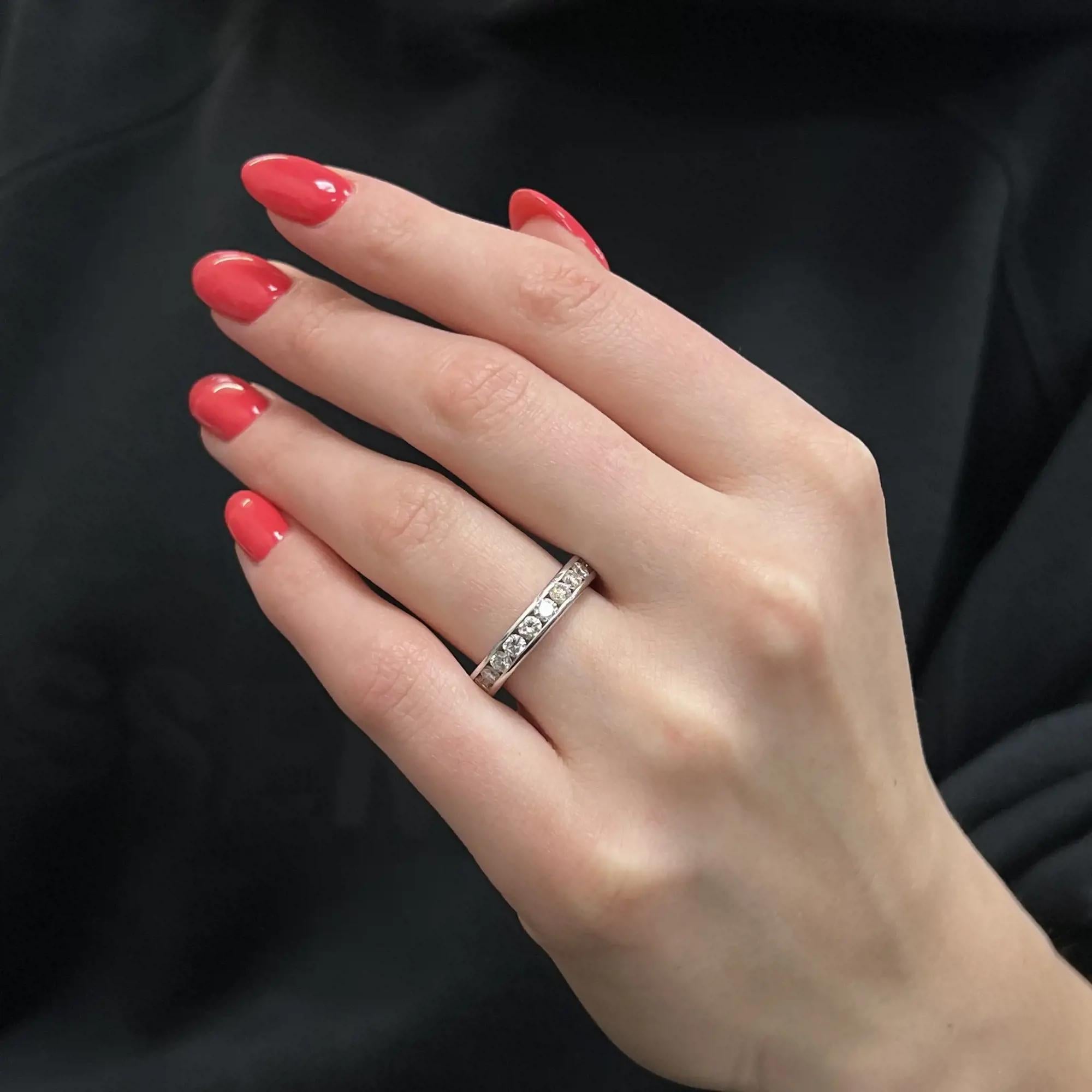Women's Rachel Koen 1.02cttw Round Cut Diamond Wedding Band Ring 14K White Gold For Sale