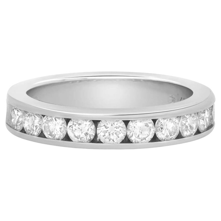 Rachel Koen 1.02cttw Round Cut Diamond Wedding Band Ring 14K White Gold For Sale at 1stDibs