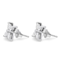 Rachel Koen 1.11Cttw Marquise Diamond Flower Stud Earrings 18K White Gold