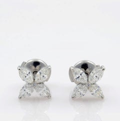 Rachel Koen 1.22cttw Diamond Stud Earrings Marquise Cut Platinum