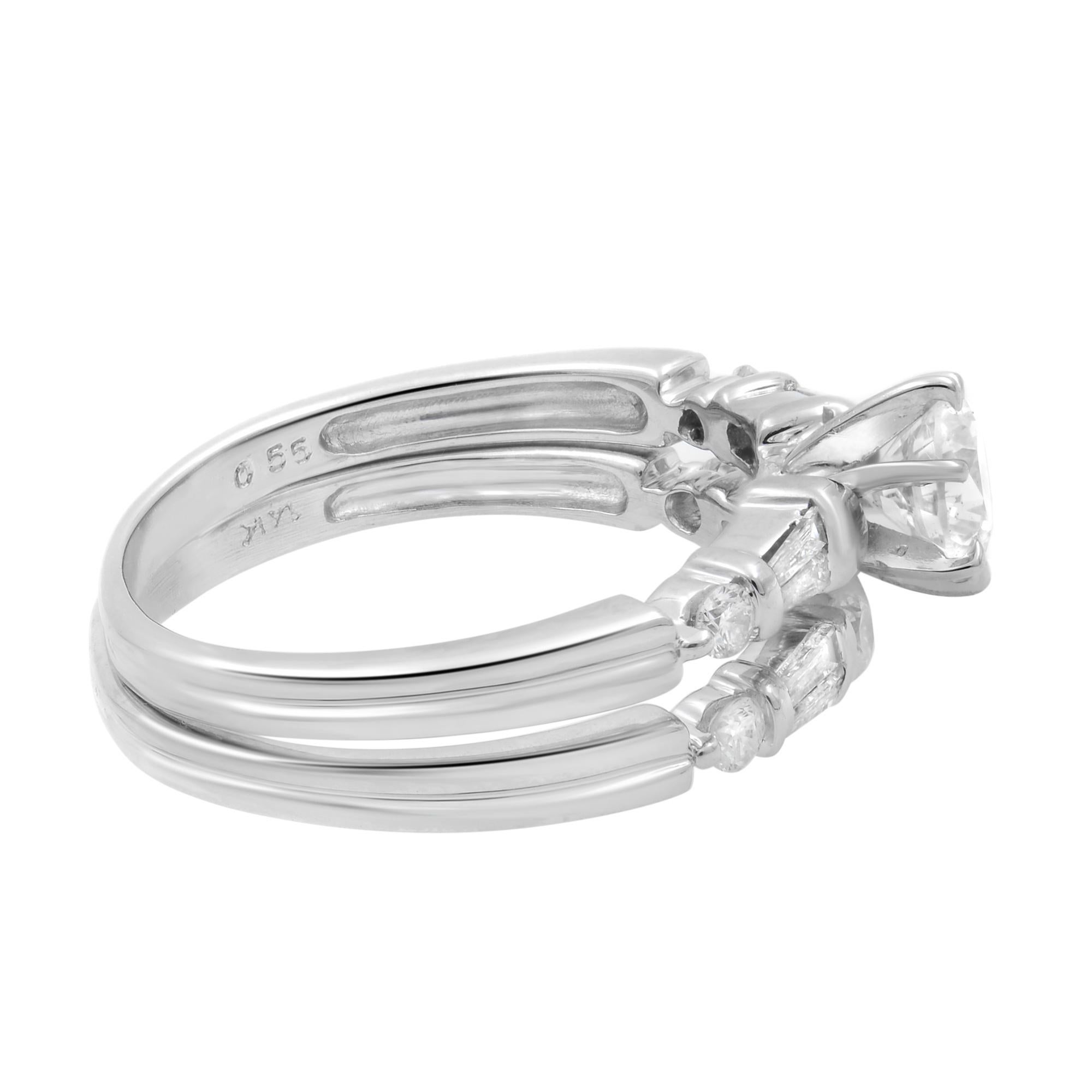 Modern Rachel Koen 1.25Cttw Diamond Engagement Ring Set 14K White Gold Size 8 For Sale