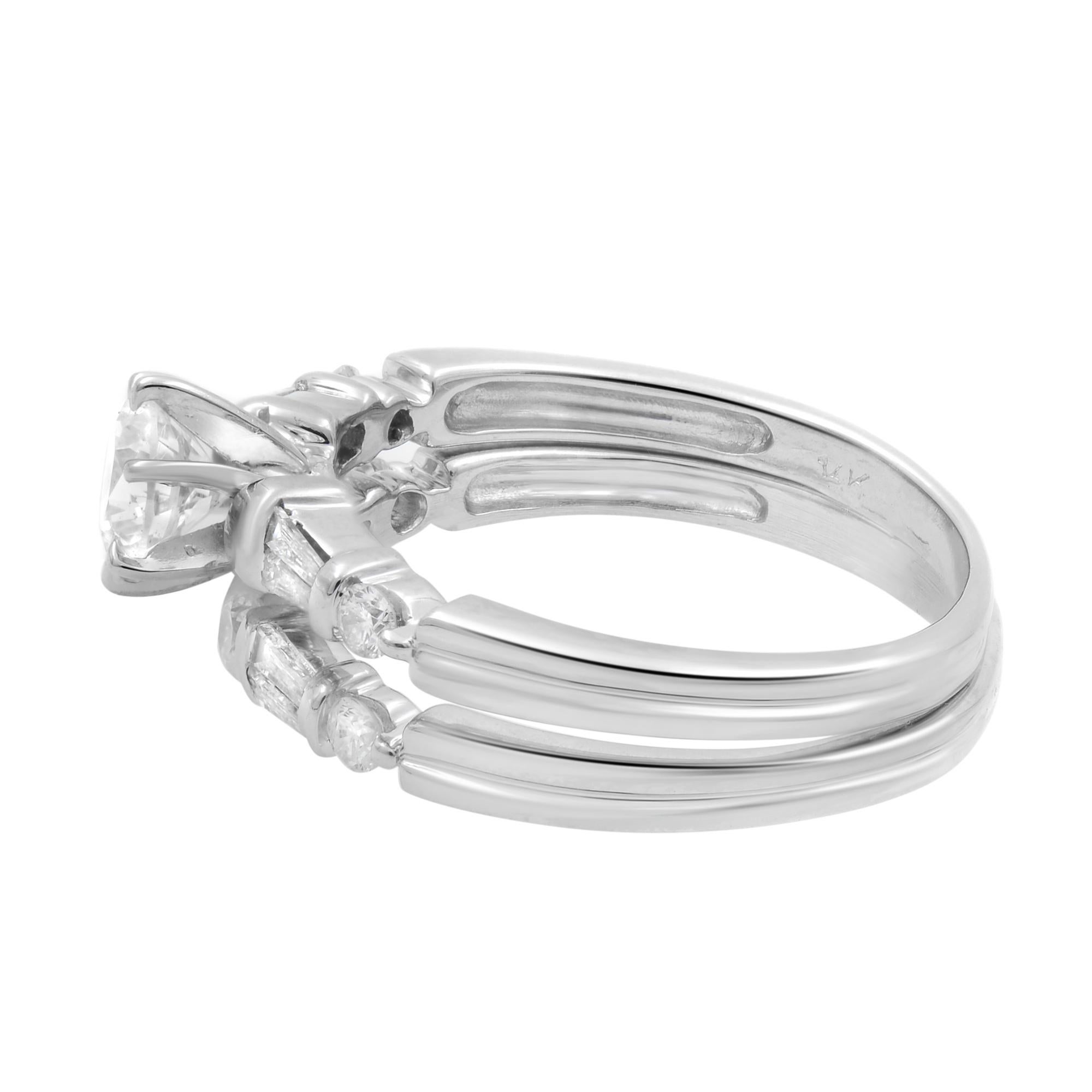 Round Cut Rachel Koen 1.25Cttw Diamond Engagement Ring Set 14K White Gold Size 8 For Sale