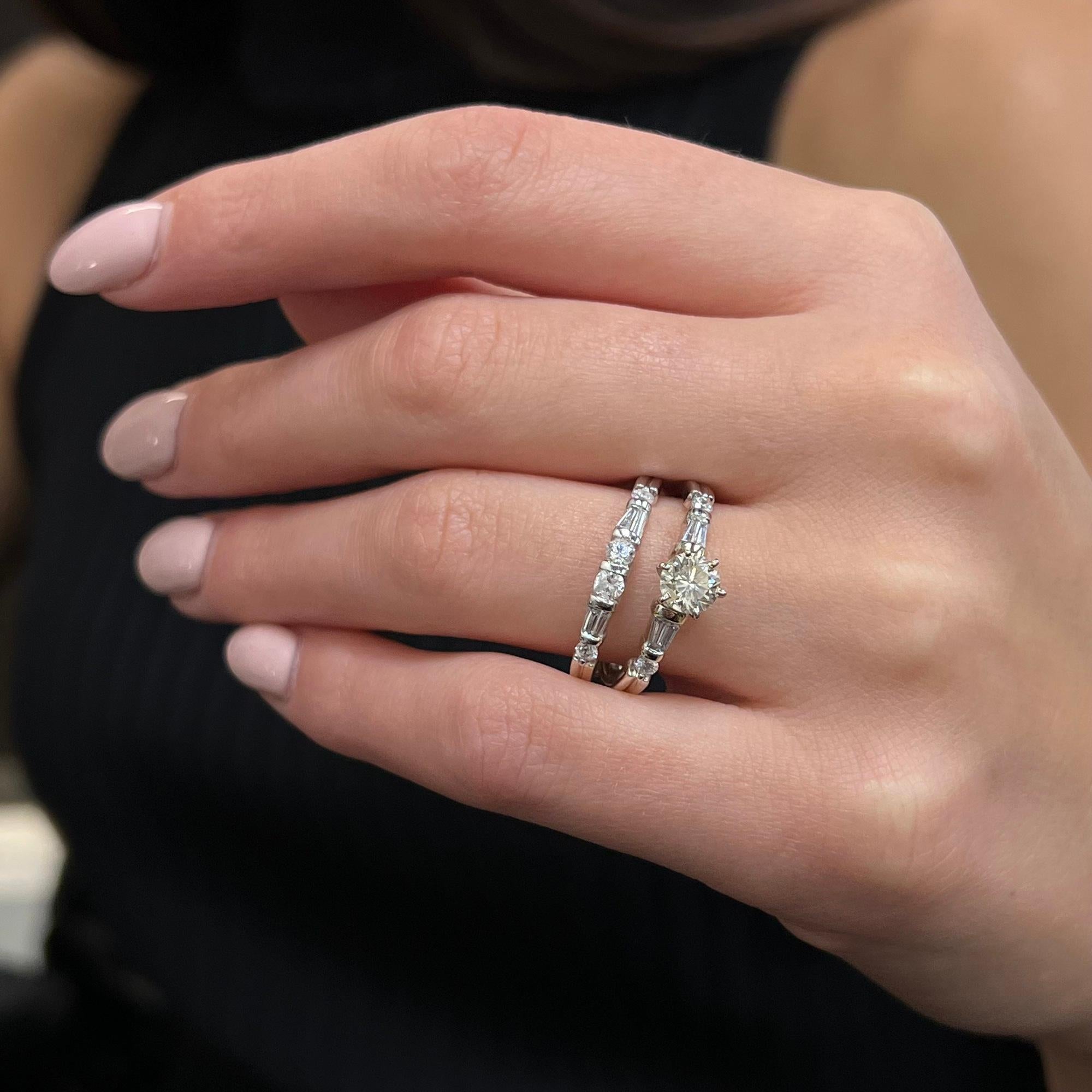 Women's Rachel Koen 1.25Cttw Diamond Engagement Ring Set 14K White Gold Size 8 For Sale