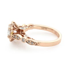 Rachel Koen 14 Karat Rose Gold Oval Halo Diamond Engagement 0.75 Carat Ring