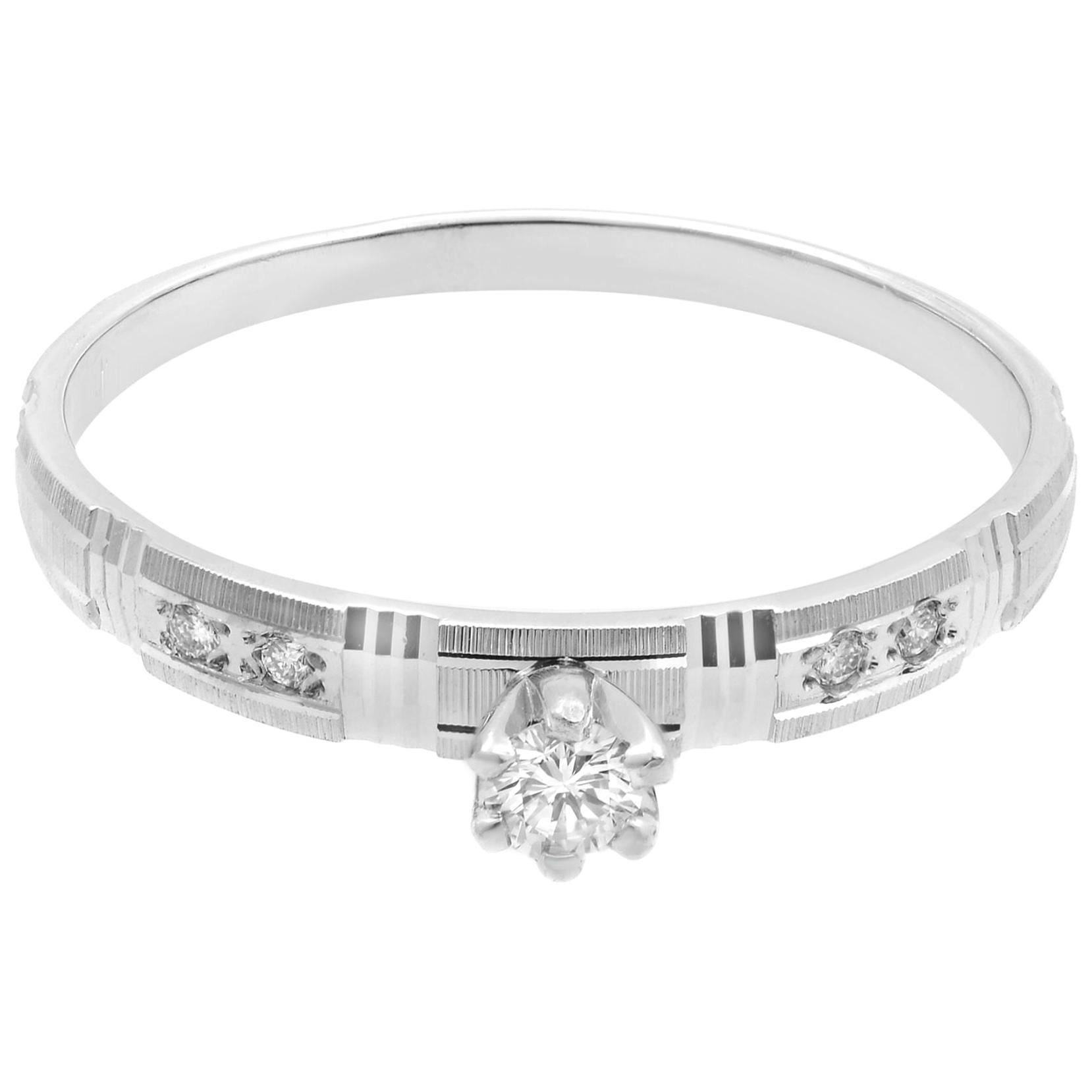 Rachel Koen 14 Karat White Gold Diamond Engagement Ring 0.15 Carat