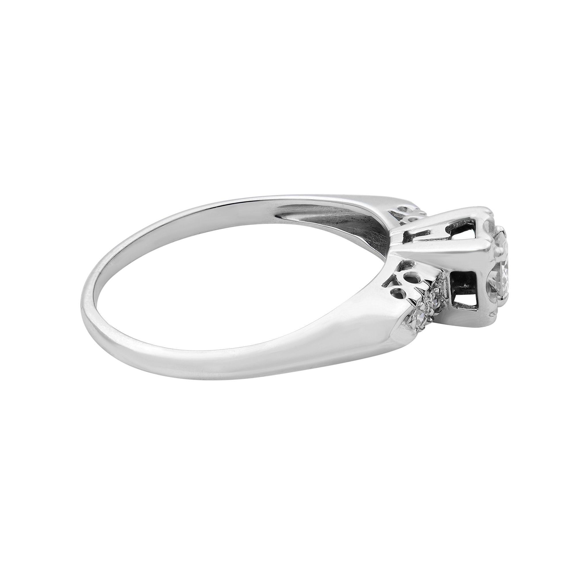 Modern Rachel Koen 14 Karat White Gold Diamond Engagement Ring 0.25 Carat For Sale