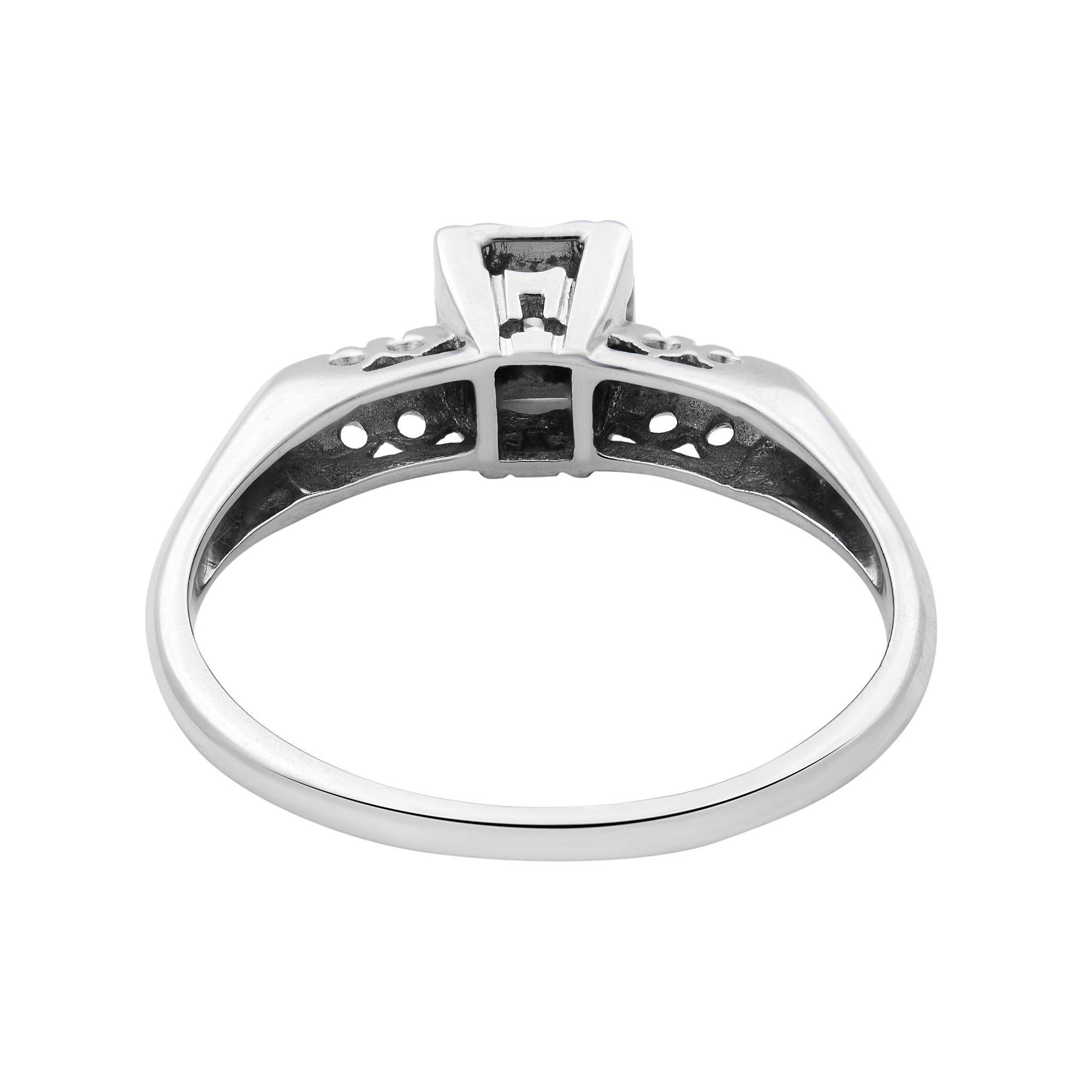 Round Cut Rachel Koen 14 Karat White Gold Diamond Engagement Ring 0.25 Carat For Sale