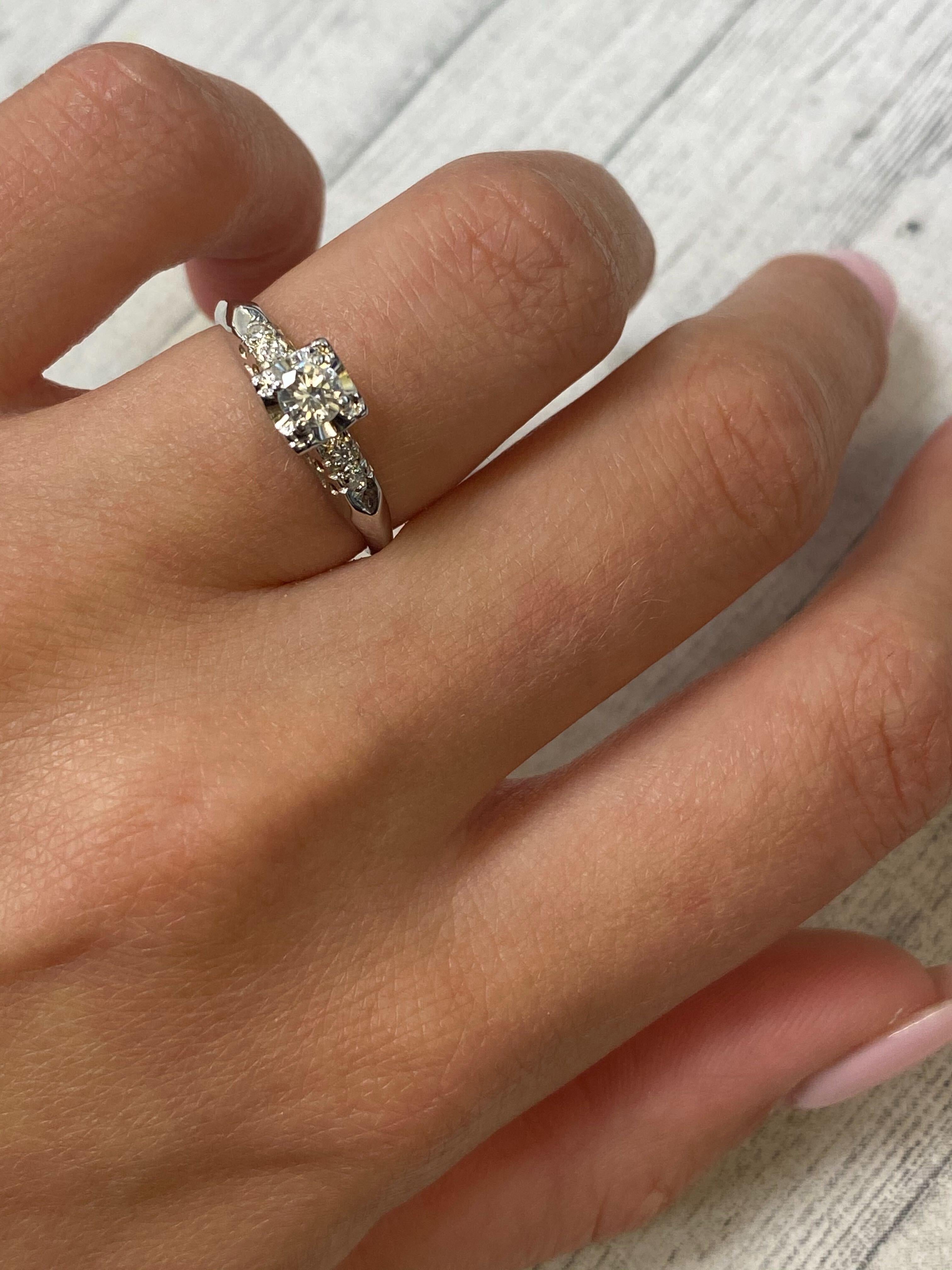 Rachel Koen 14 Karat White Gold Diamond Engagement Ring 0.25 Carat In New Condition For Sale In New York, NY