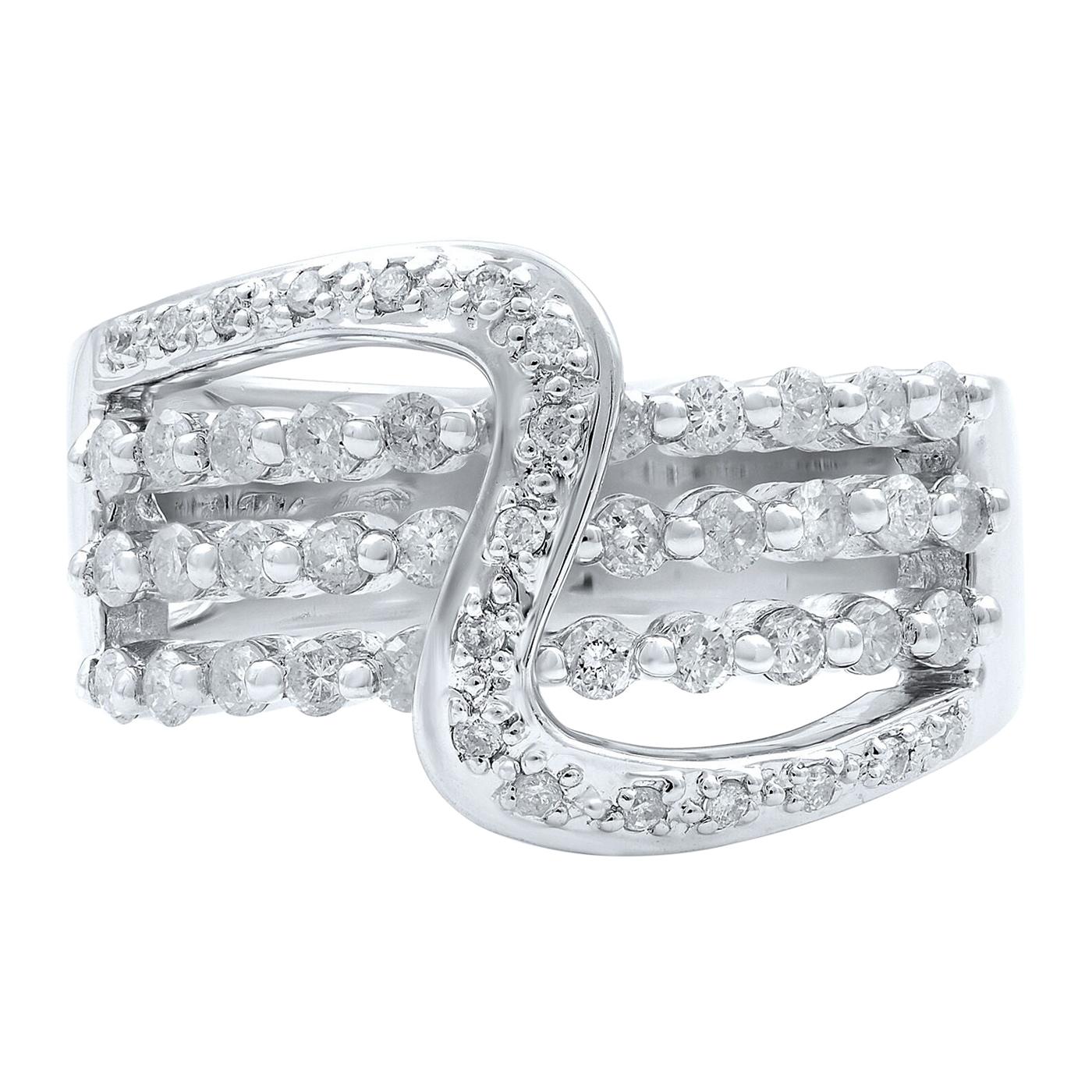 Rachel Koen Diamond Ladies Ring 14K White Gold 0.75 Cttw Size 7.5 For Sale