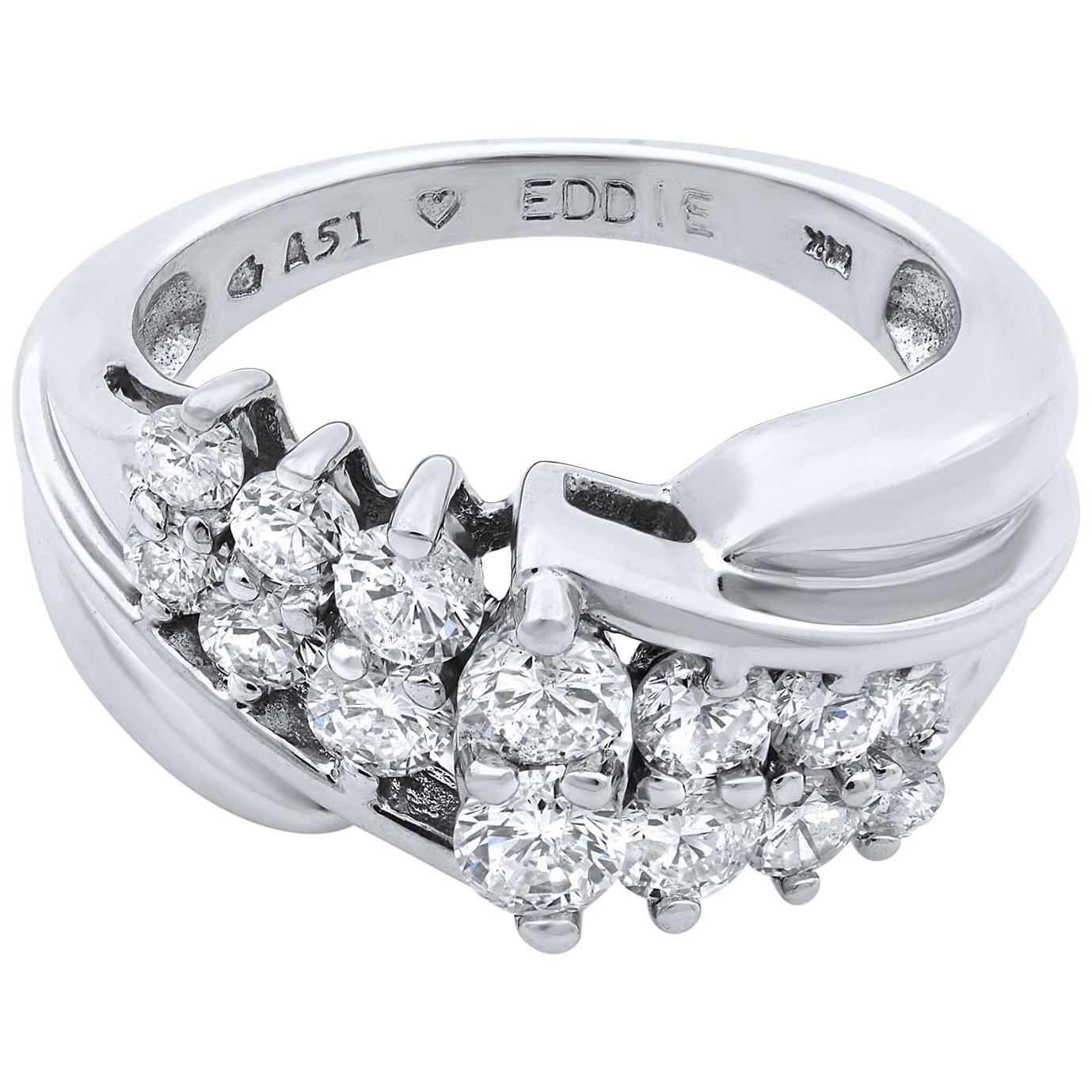 Rachel Koen 14 Karat White Gold Diamond Ring 1.00 Carat For Sale