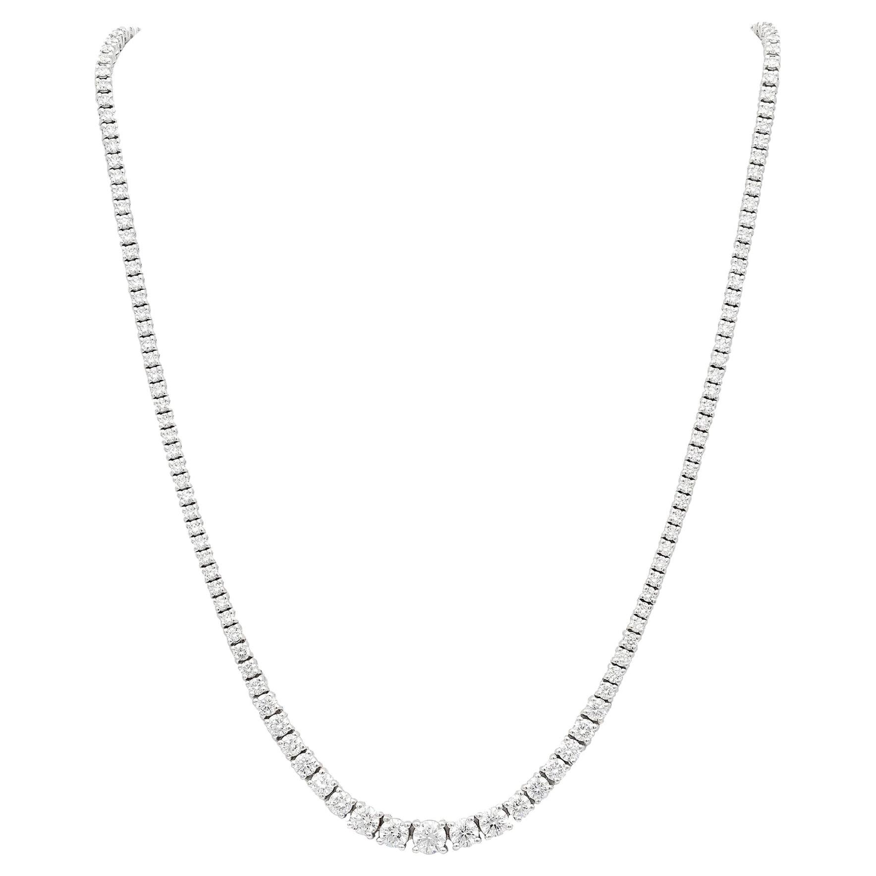 Rachel Koen 14 Karat White Gold Diamond Rivera Necklace 7.57 Carat For Sale