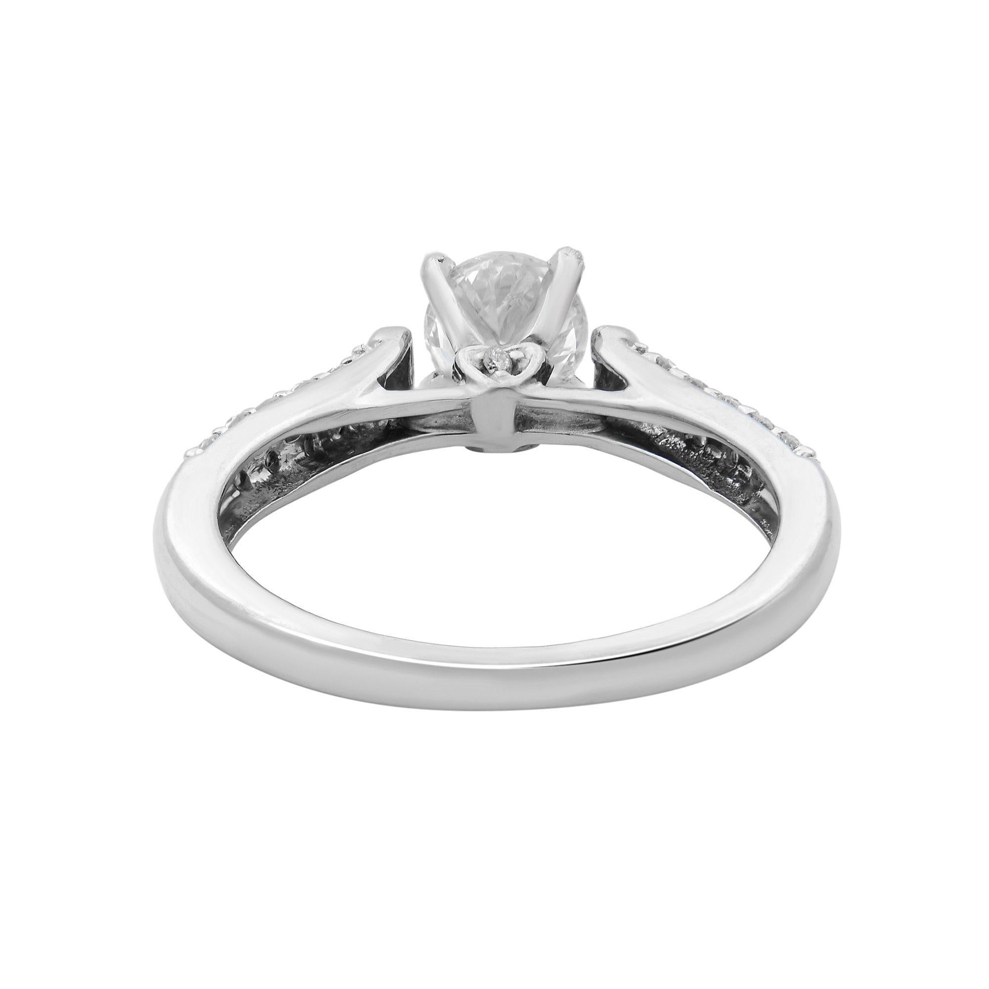 Women's Rachel Koen 14 Karat White Gold Round Cut Diamond Engagement Ring 0.75 Carat For Sale