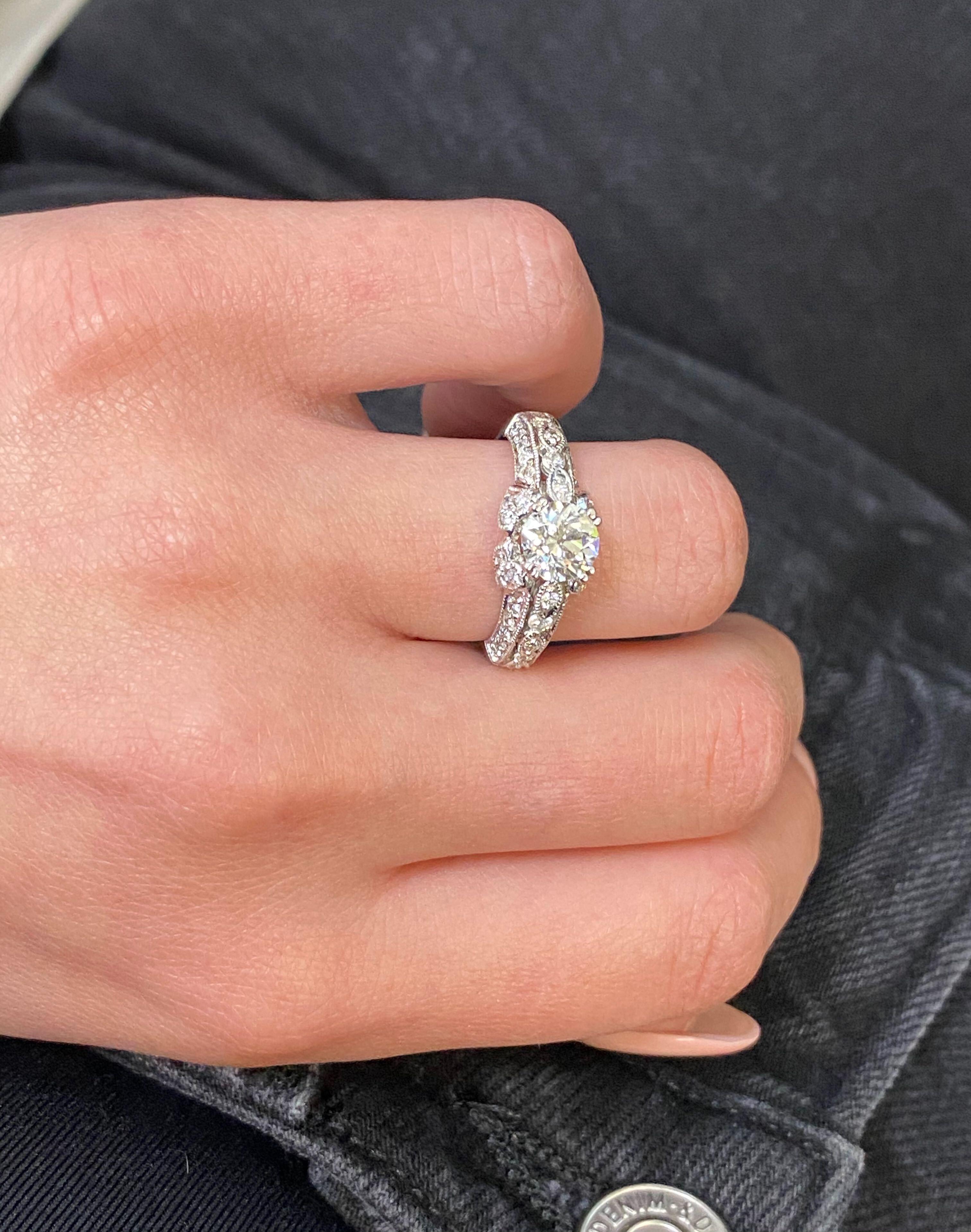 Rachel Koen 14 Karat White Gold Round Cut Diamond Engagement Ring 1.65 Carat For Sale 2