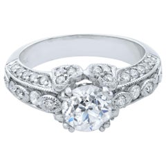 Used Rachel Koen 14 Karat White Gold Round Cut Diamond Engagement Ring 1.65 Carat