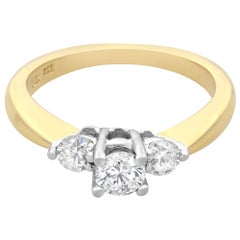 Rachel Koen 14 Karat Yellow and White Gold Three-Stone Diamond Ring 0.40 Carat