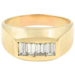 Rachel Koen 14 Karat Yellow Gold Baguette Diamonds Men's Band Ring 0.80 Carat