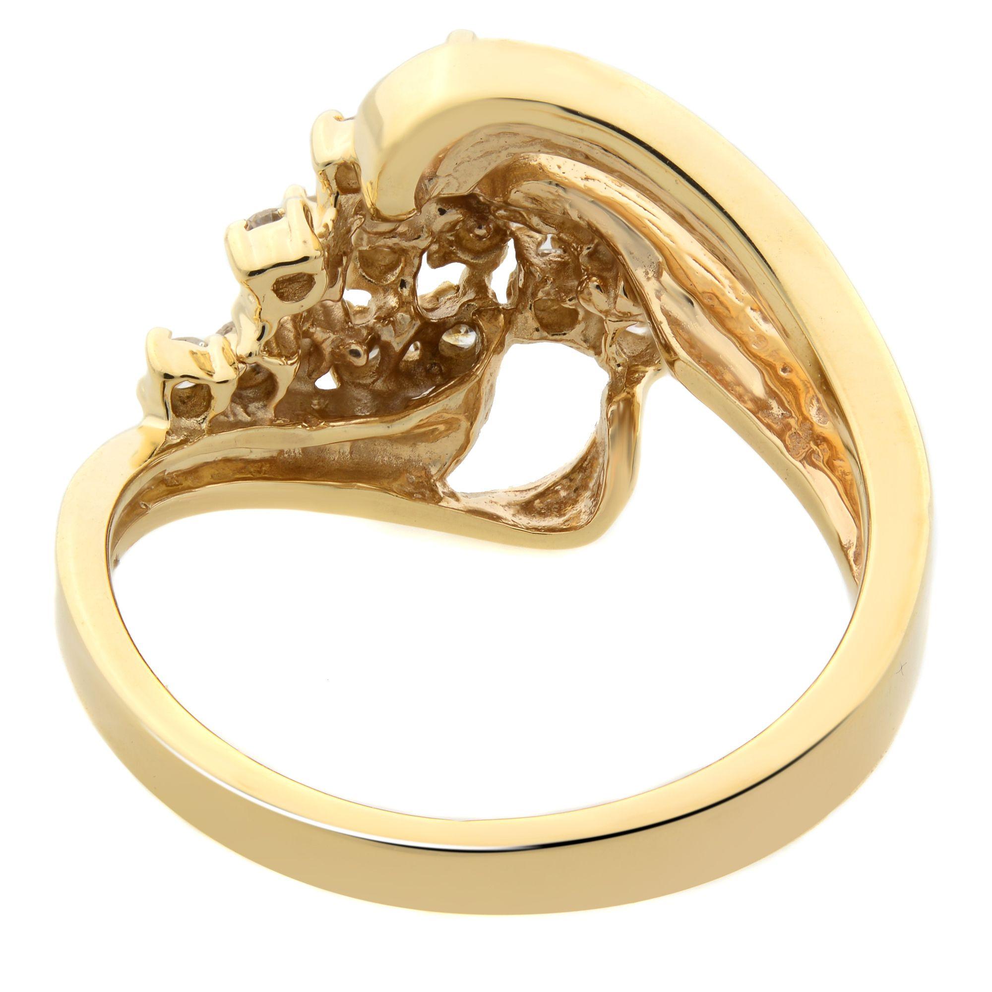 Rachel Koen 14 Karat Yellow Gold Diamond Cocktail Ring 0.25 Carat In New Condition For Sale In New York, NY