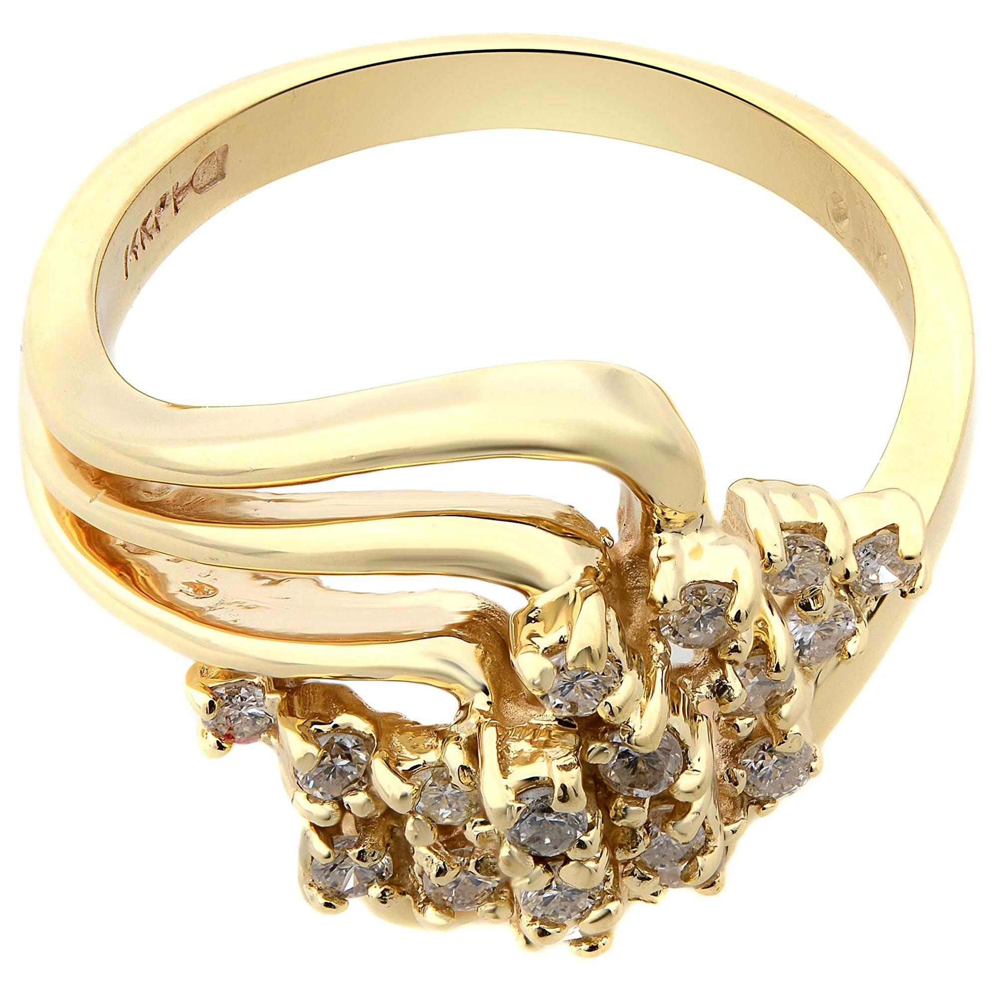 Rachel Koen 14 Karat Yellow Gold Diamond Cocktail Ring 0.25 Carat