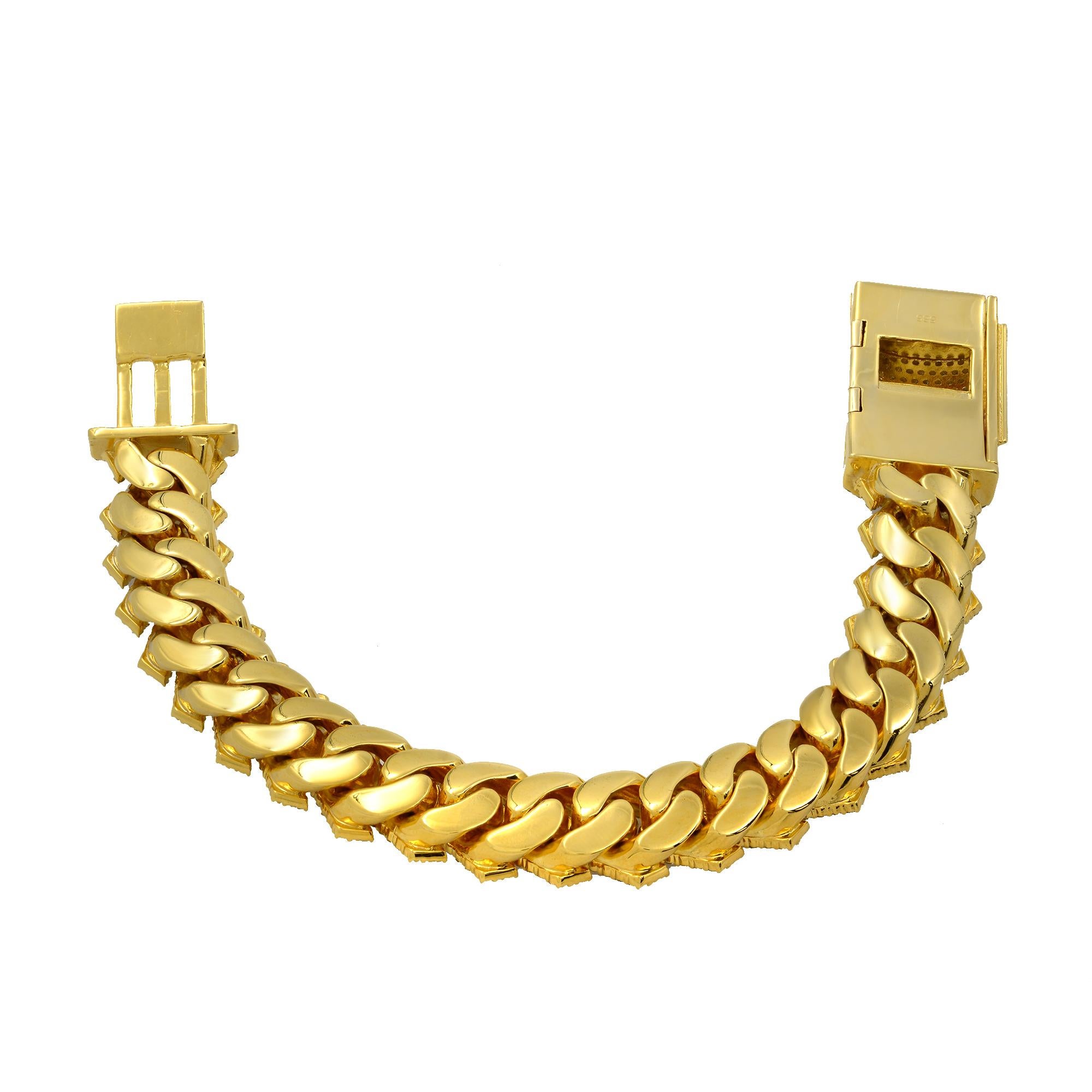 Modern Rachel Koen 14 Karat Yellow Gold Diamond Cuban Link Bracelet 16.50 Carat For Sale