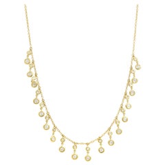 Rachel Koen 14 Karat Yellow Gold Diamond Drop Necklace 0.93 Carat