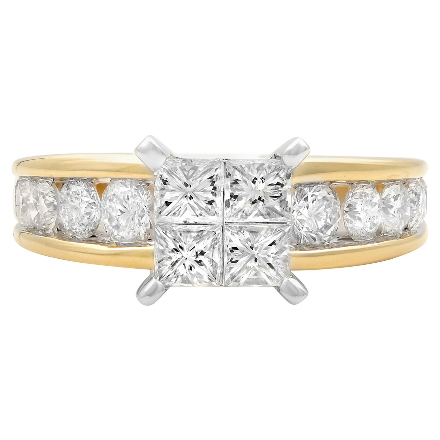  Rachel Koen 14 Karat Yellow Gold Princess Cut Multi Shaped Engagement Ring