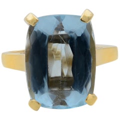 Rachel Koen 14 Karat Yellow Gold Solitaire Topaz Ladies Ring 7.00 Carat