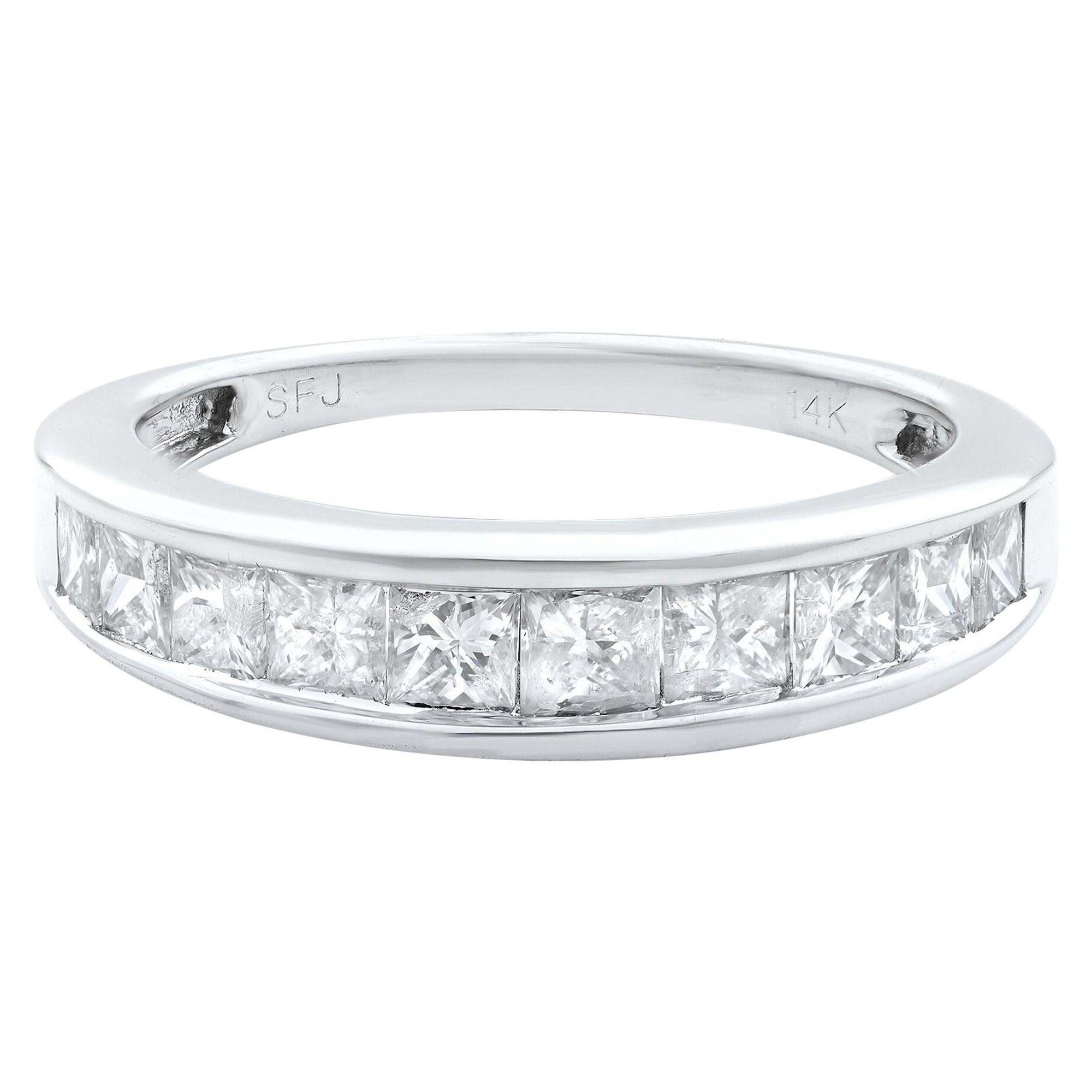 Rachel Koen Alliance en or 14 carats avec diamants taille princesse sertis en bande de 1,00 carat en vente
