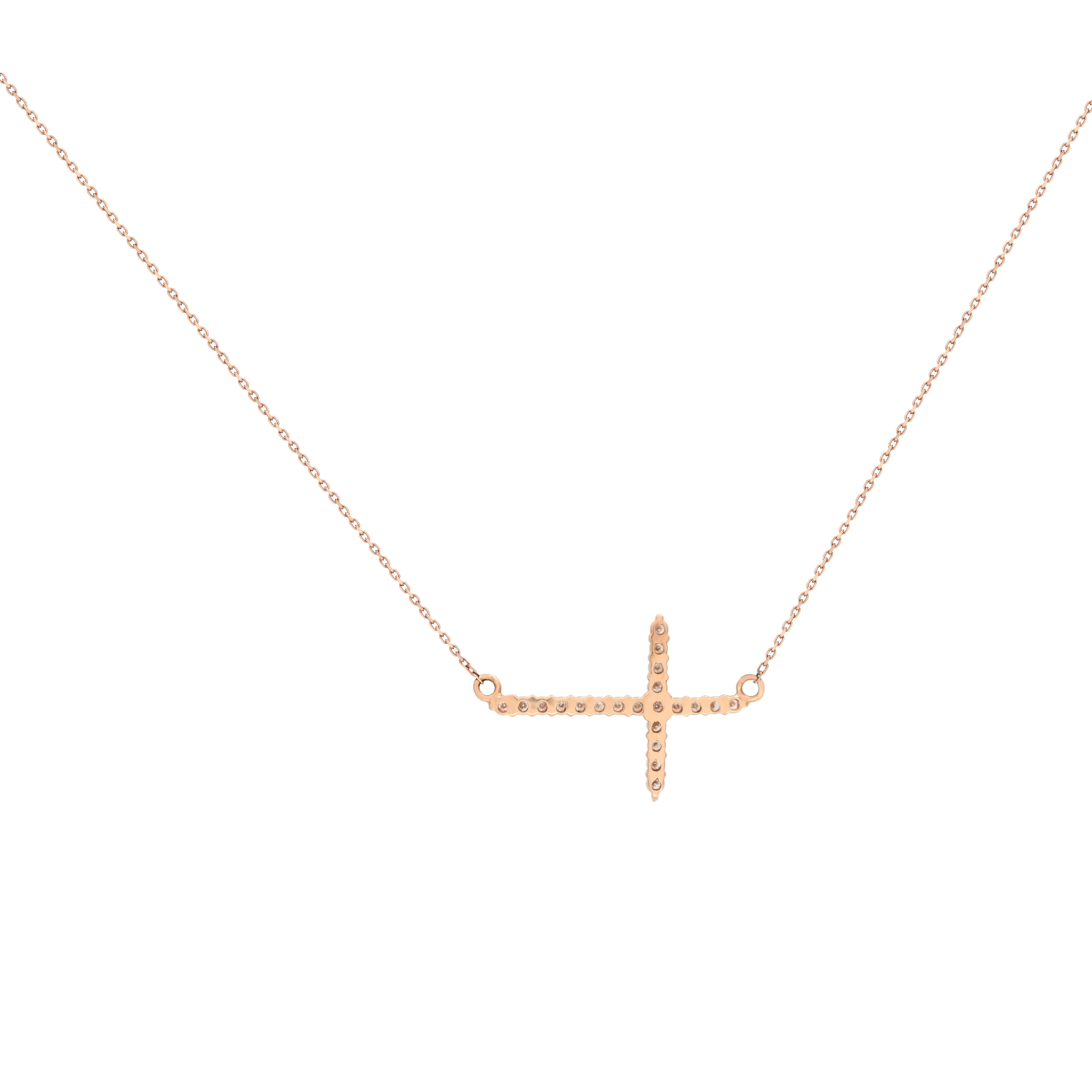 rose gold side cross necklace