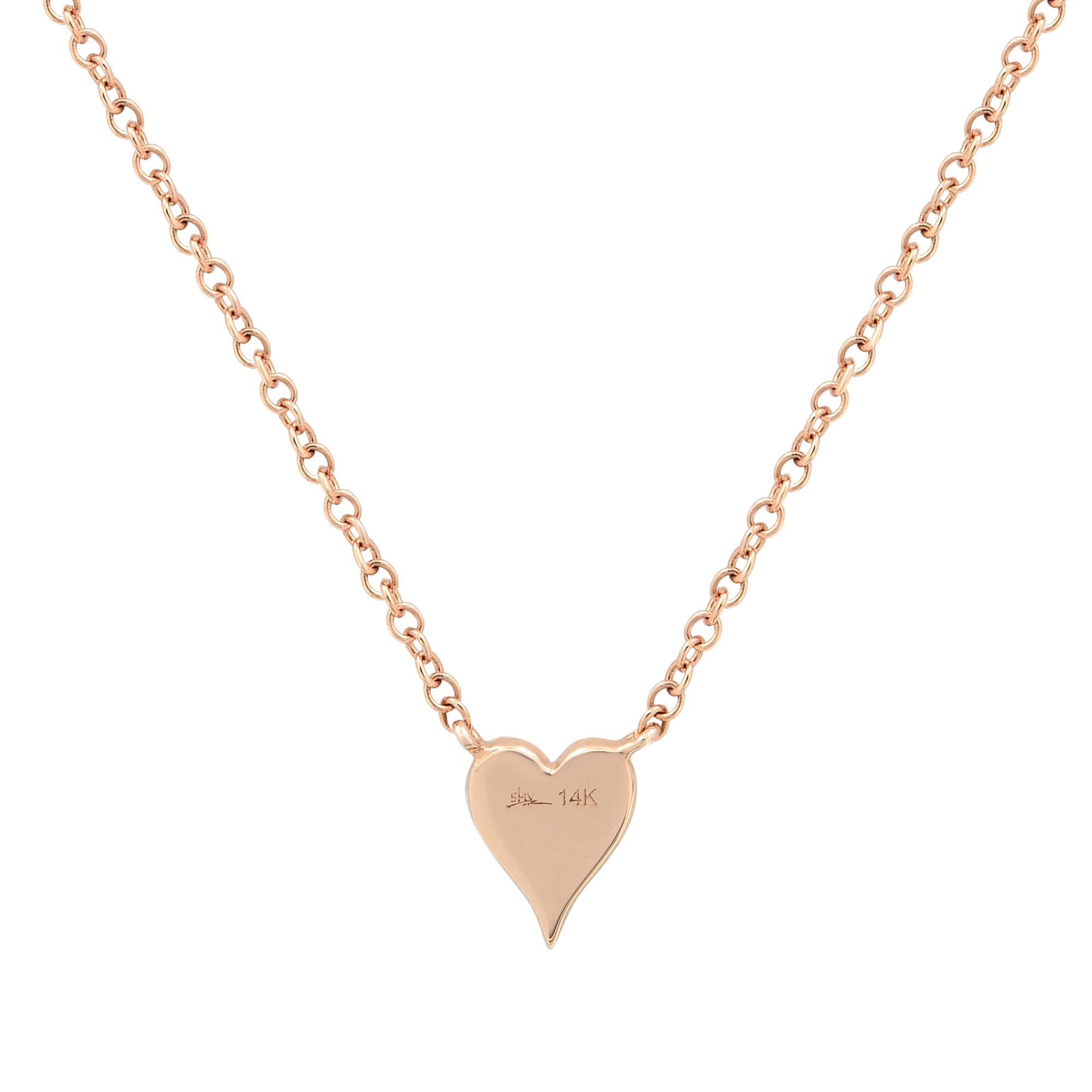 Modern Rachel Koen 14K Rose Gold Pave Diamond 0.05cttw Heart Pendant 18 Inch Necklace 