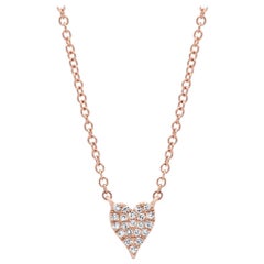 Rachel Koen 14K Rose Gold Pave Diamond 0.05cttw Heart Pendant 18 Inch Necklace 