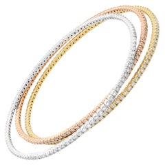 Rachel Koen 14K Tri Color Gold Diamond Ladies Bangle Bracelet 6.04cttw
