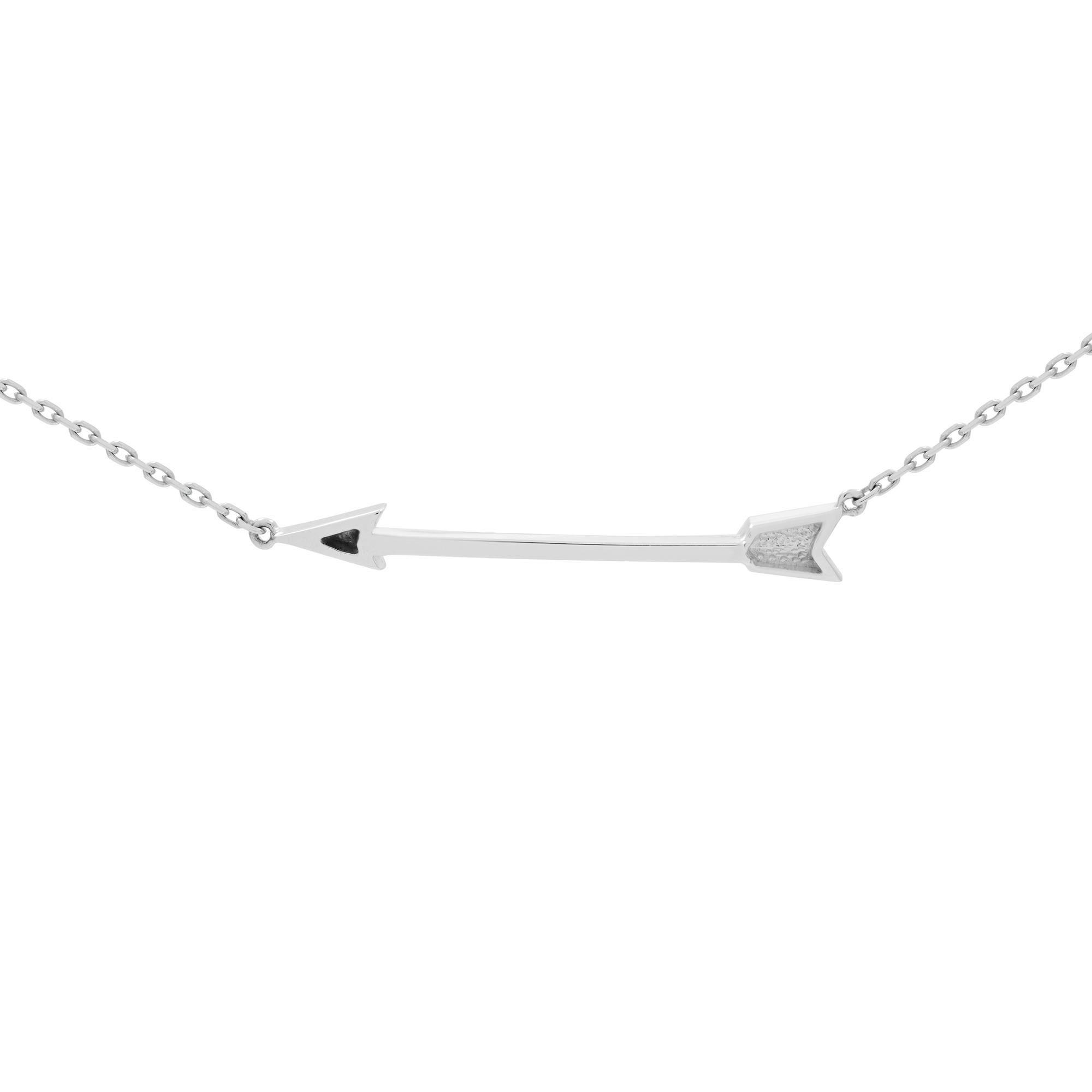 Lead the way with this trendy arrow necklace for her, crafted in 14K white gold and set with 0.10cttw of shimmering round cut diamonds. Diamond color G and VS-SI clarity. Arrow size: 35.00mm. Chain length: 16.5 inches. The necklace comes with a