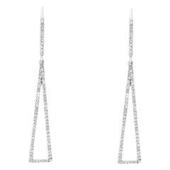 Rachel Koen Boucles d'oreilles pendantes en or blanc 14K avec diamants 0.38Cttw