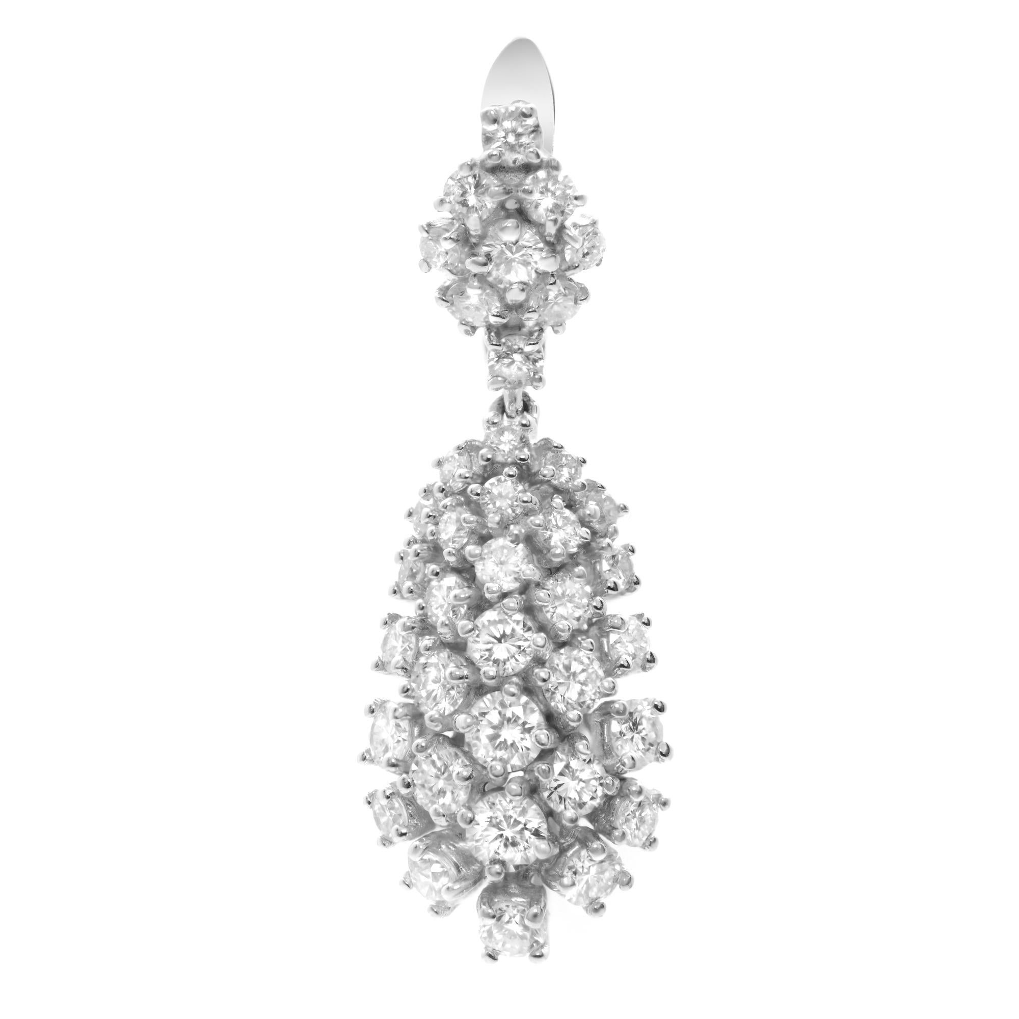 Modern Rachel Koen 14K White Gold Diamond Drop Earrings 4.32Cttw For Sale