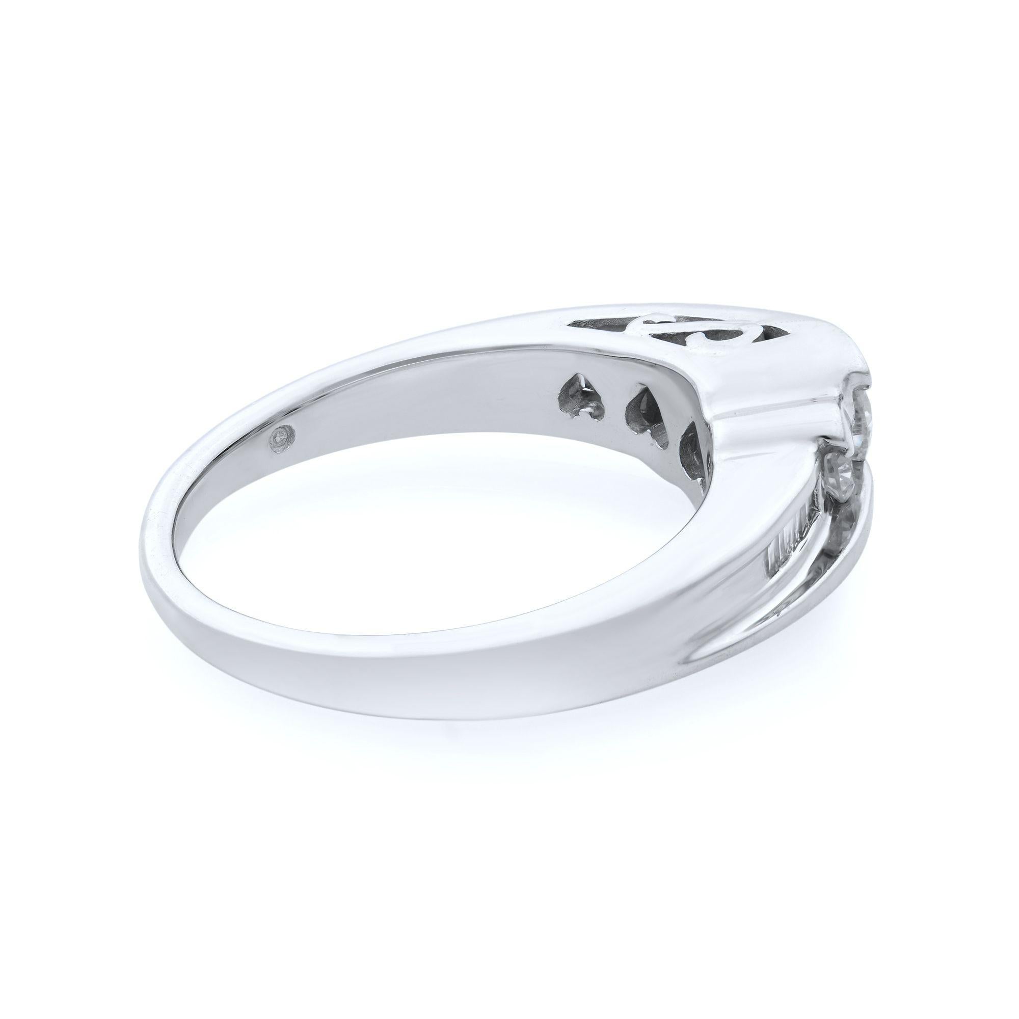 Modern Rachel Koen 14K White Gold Diamond Engagement Ring 0.60Cttw For Sale