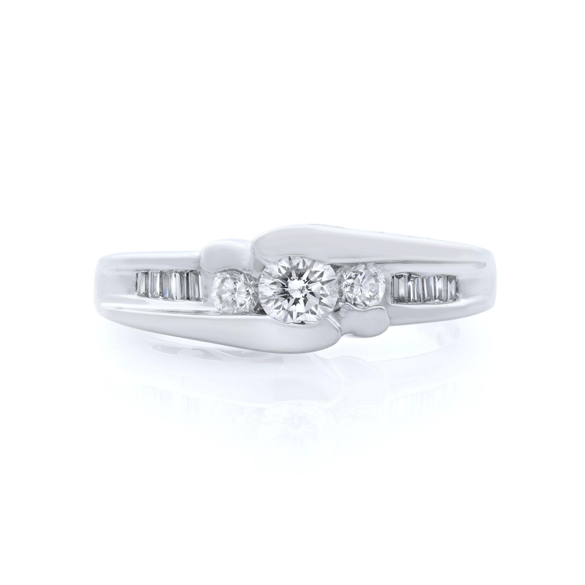 Rachel Koen 14K White Gold Diamond Engagement Ring 0.60Cttw In New Condition For Sale In New York, NY
