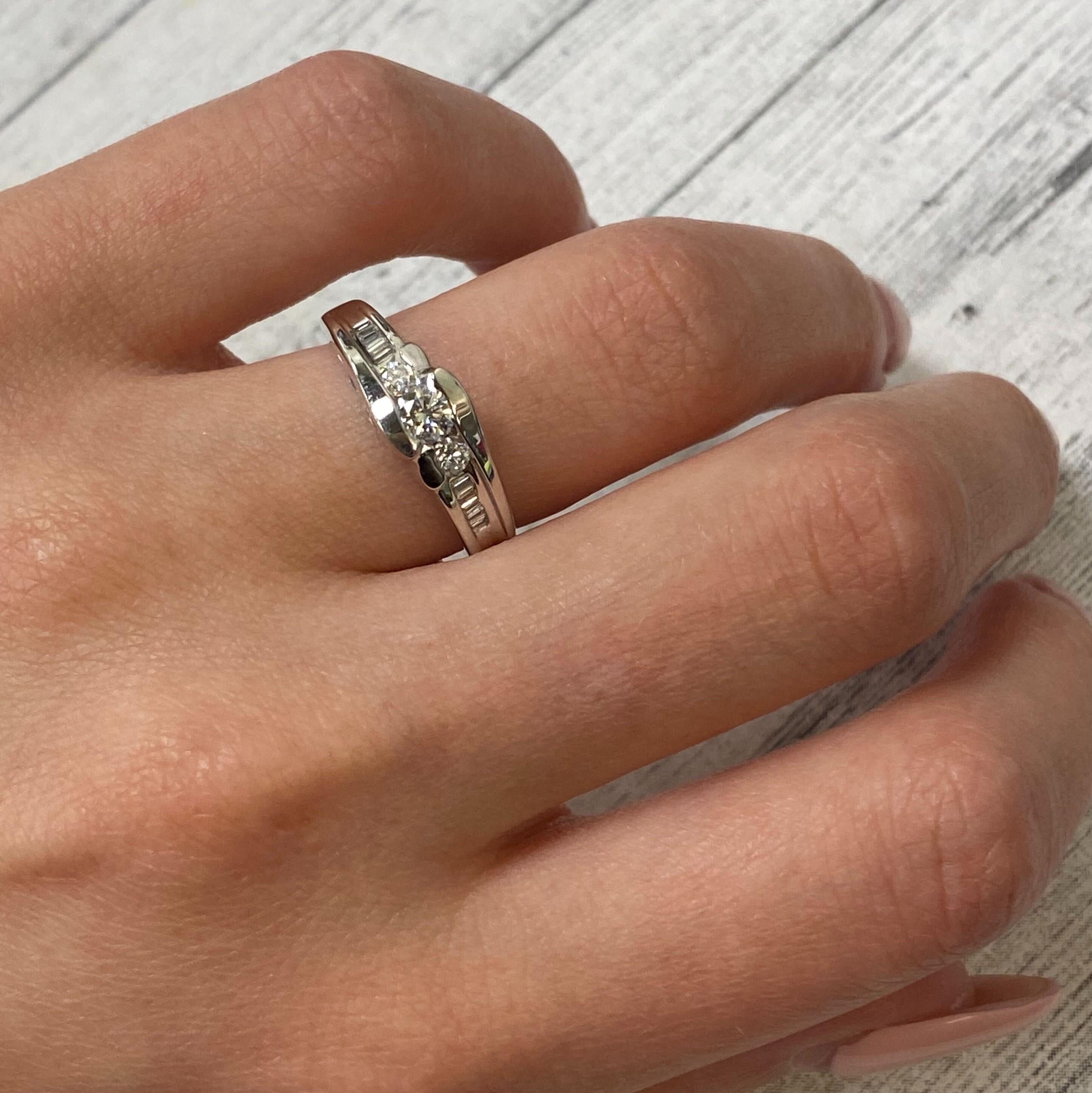 Women's Rachel Koen 14K White Gold Diamond Engagement Ring 0.60Cttw For Sale