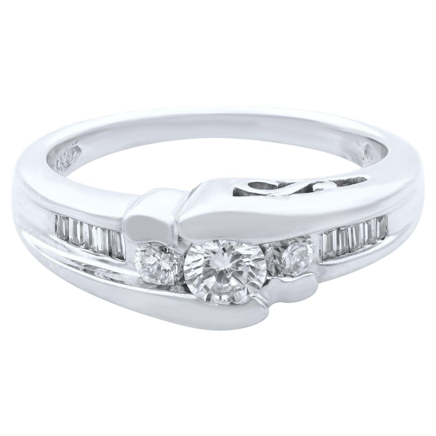 Rachel Koen 14K White Gold Diamond Engagement Ring 0.60Cttw For Sale
