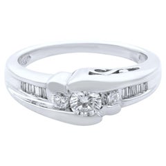 Rachel Koen Bague de fiançailles en or blanc 14 carats avec diamants 0,60 ct. pt.