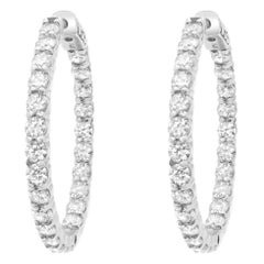 Rachel Koen Créoles en or blanc 14 carats et diamants de 4,27 carats