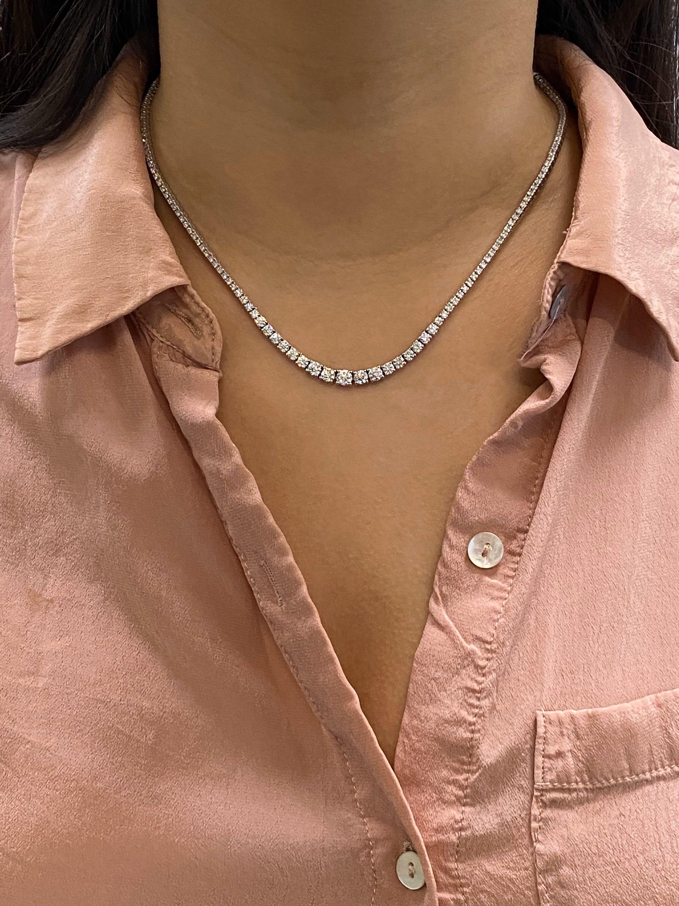 Rachel Koen 14 Karat White Gold Diamond Rivera Necklace 7.57 Carat For Sale 1