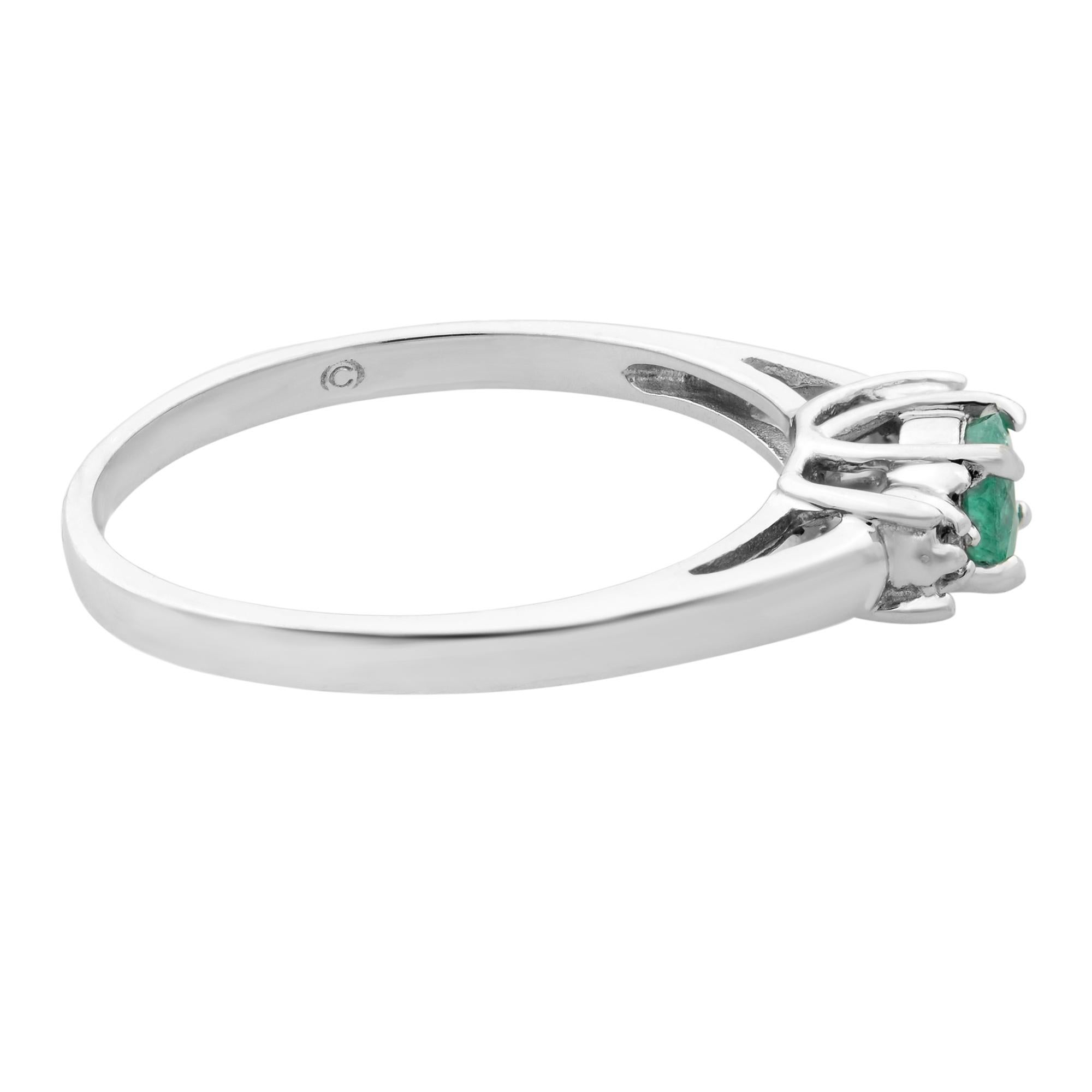 Emerald Cut Rachel Koen 14K White Gold Emerald 0.25cttw Diamond 0.02cttw Ladies Ring SZ7 For Sale