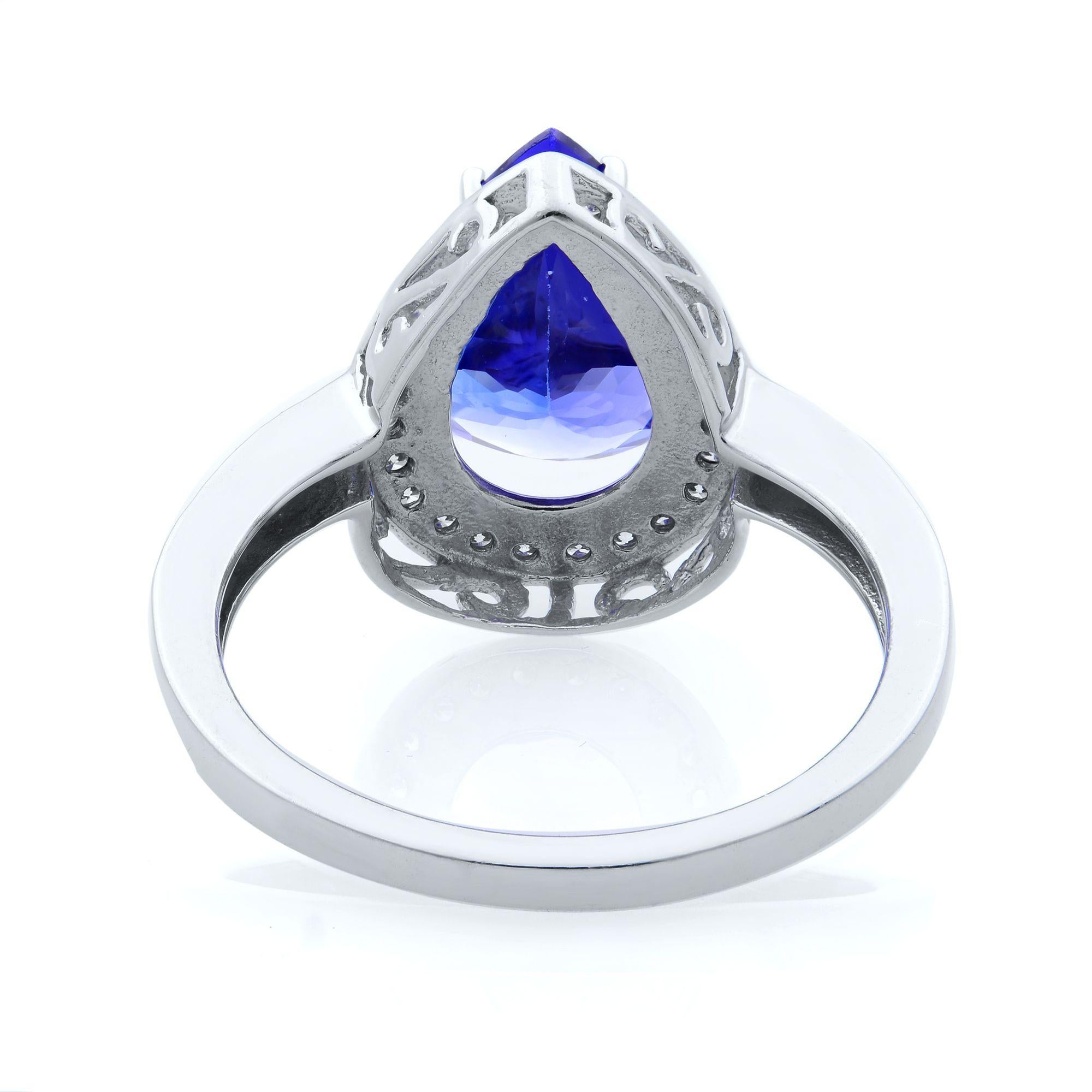 pear shaped tanzanite and diamond ring