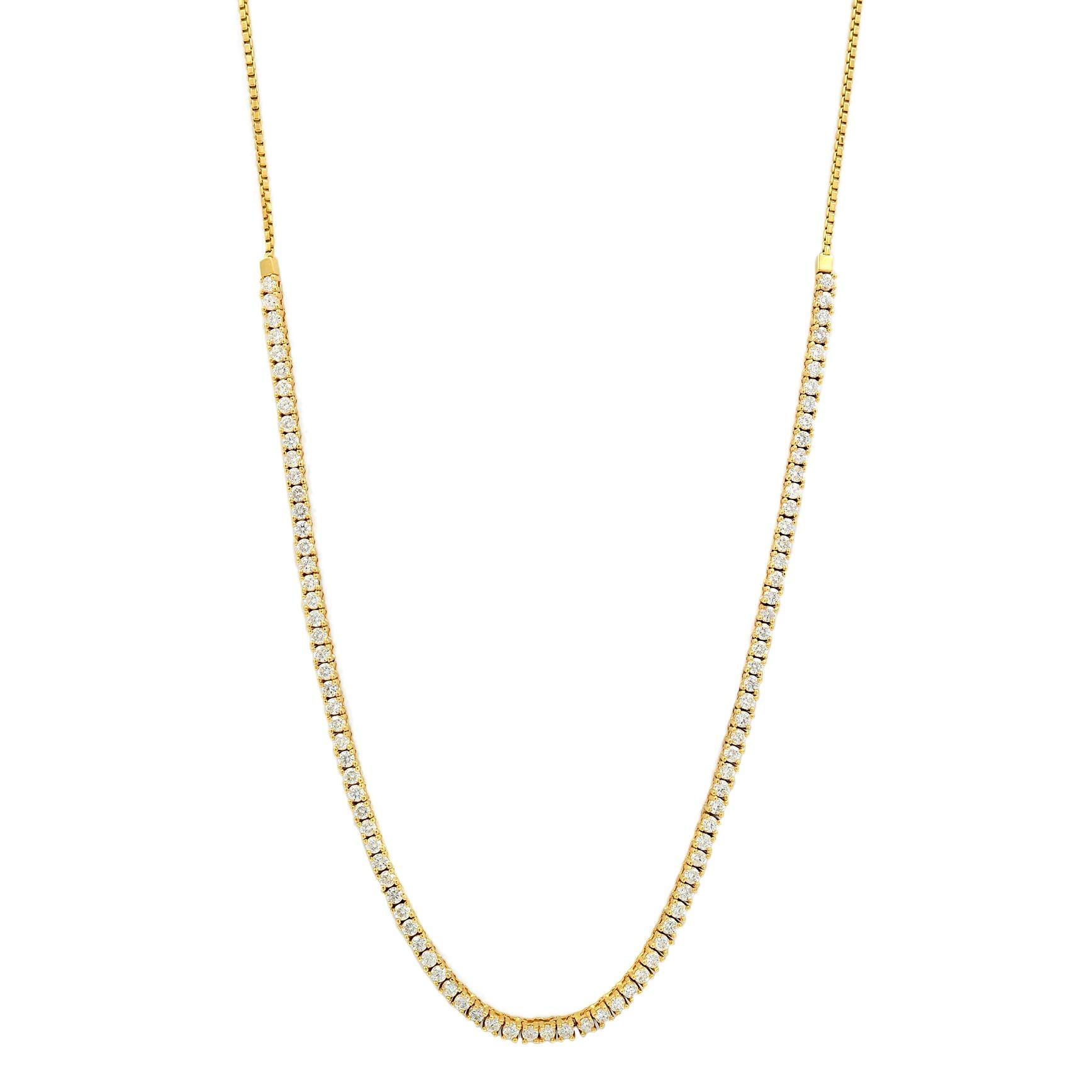 Rachel Koen 14k Yellow Gold Bolo Diamond Necklace 3.20cttw In New Condition In New York, NY