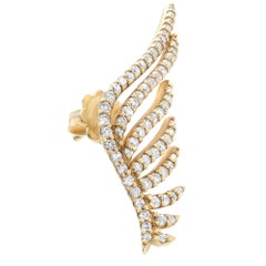 Rachel Koen 14K Yellow Gold Diamond Angel Wing Earrings 1.39cttw