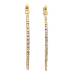 Rachel Koen Pendiente de aro de diamantes de oro amarillo de 14 quilates 2,98 ctw