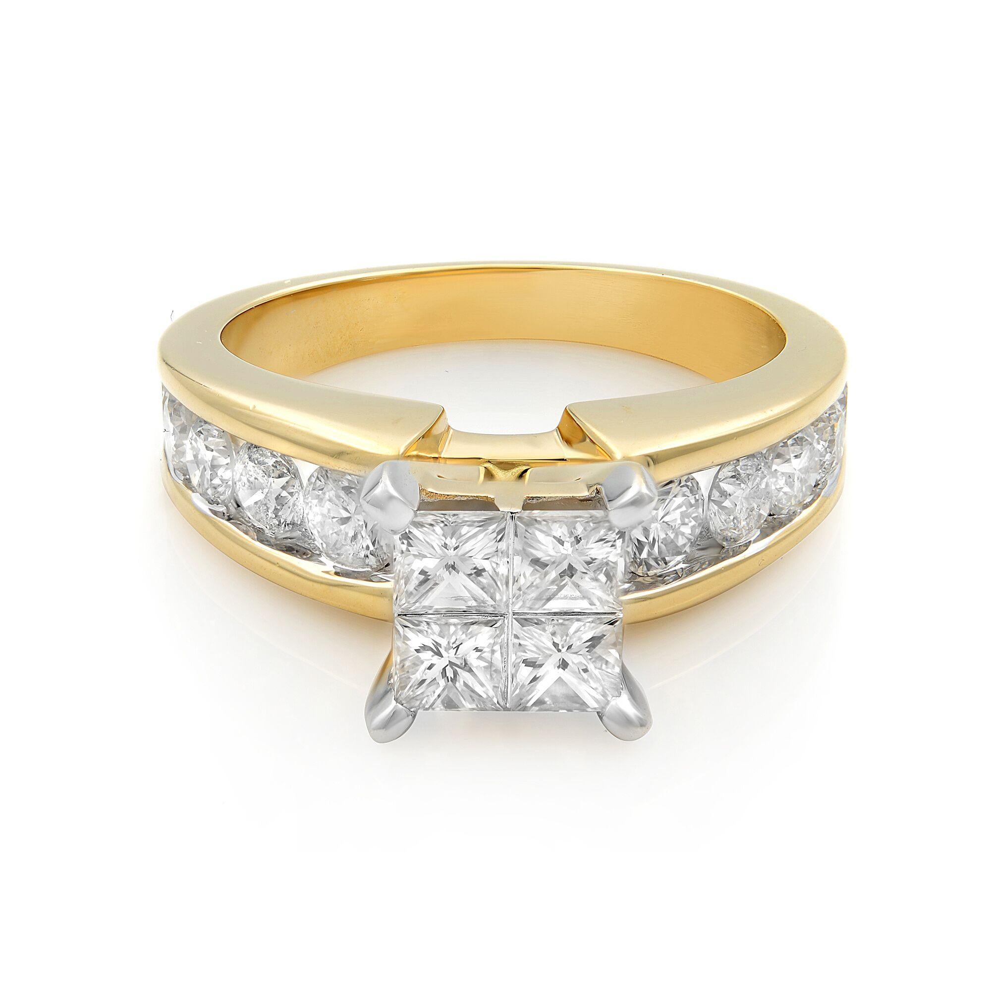 Modern  Rachel Koen 14 Karat Yellow Gold Princess Cut Multi Shaped Engagement Ring