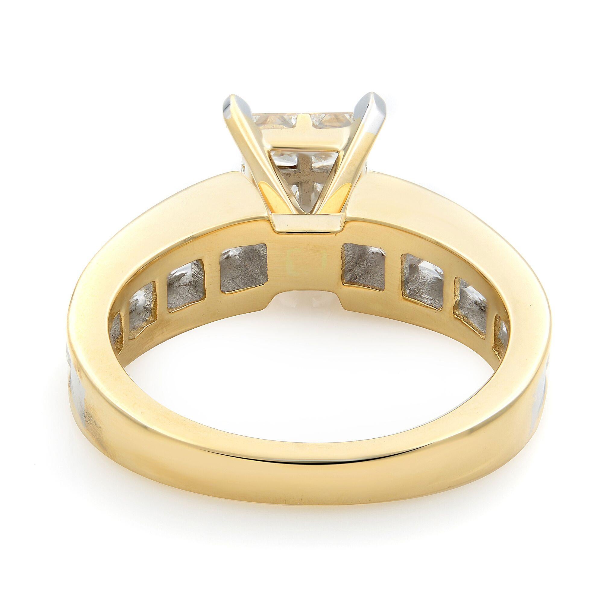  Rachel Koen 14 Karat Yellow Gold Princess Cut Multi Shaped Engagement Ring In Excellent Condition In New York, NY